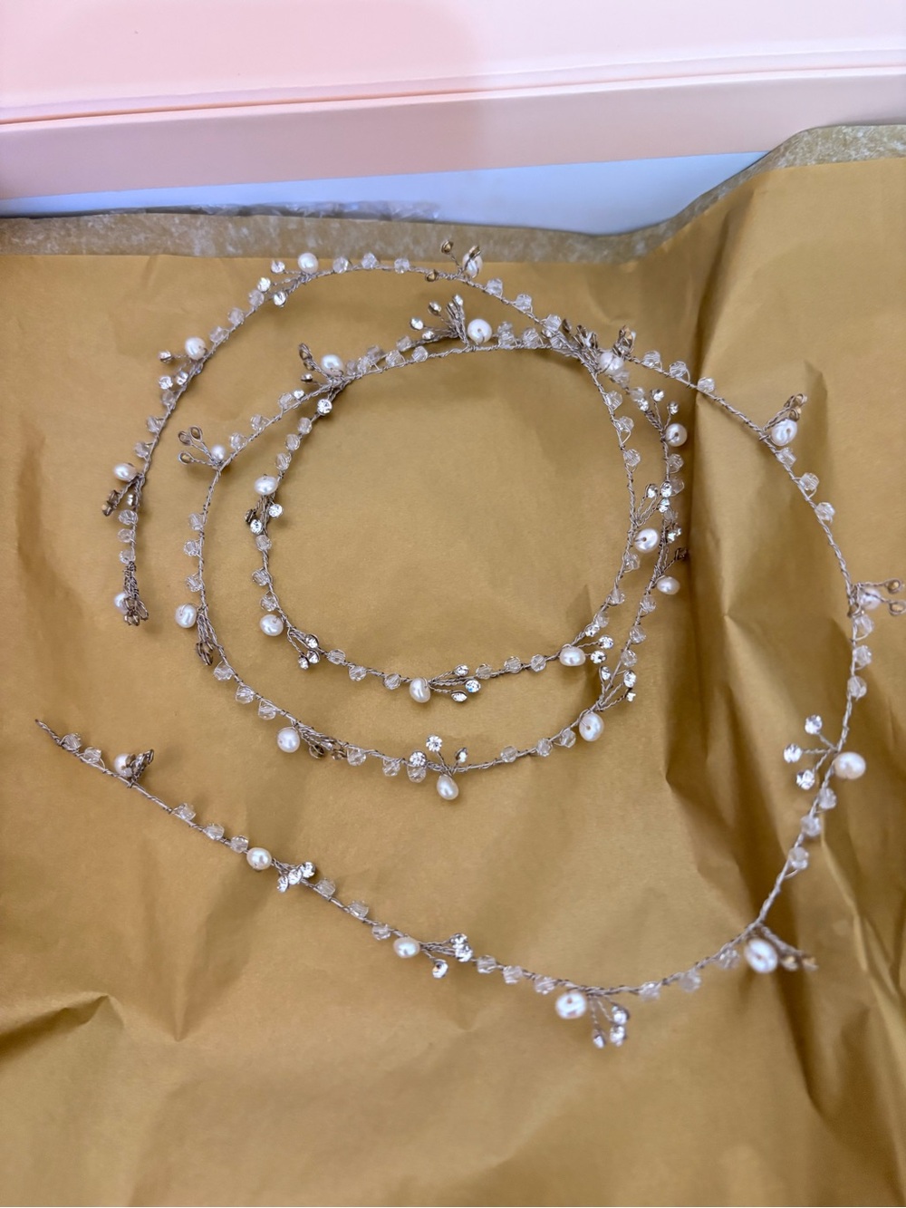 Twigs & Honey Delicate Pearl & Crystal Bridal Hair Vine - silver